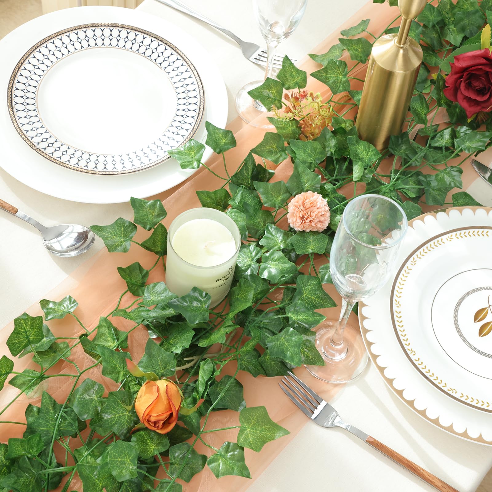 CEWOR Lot de 60 guirlandes de lierre artificielles de 120,7 m avec feuilles pour chambre à coucher, guirlande de lierre artificielle à suspendre pour décoration de chambre, mariage, décoration