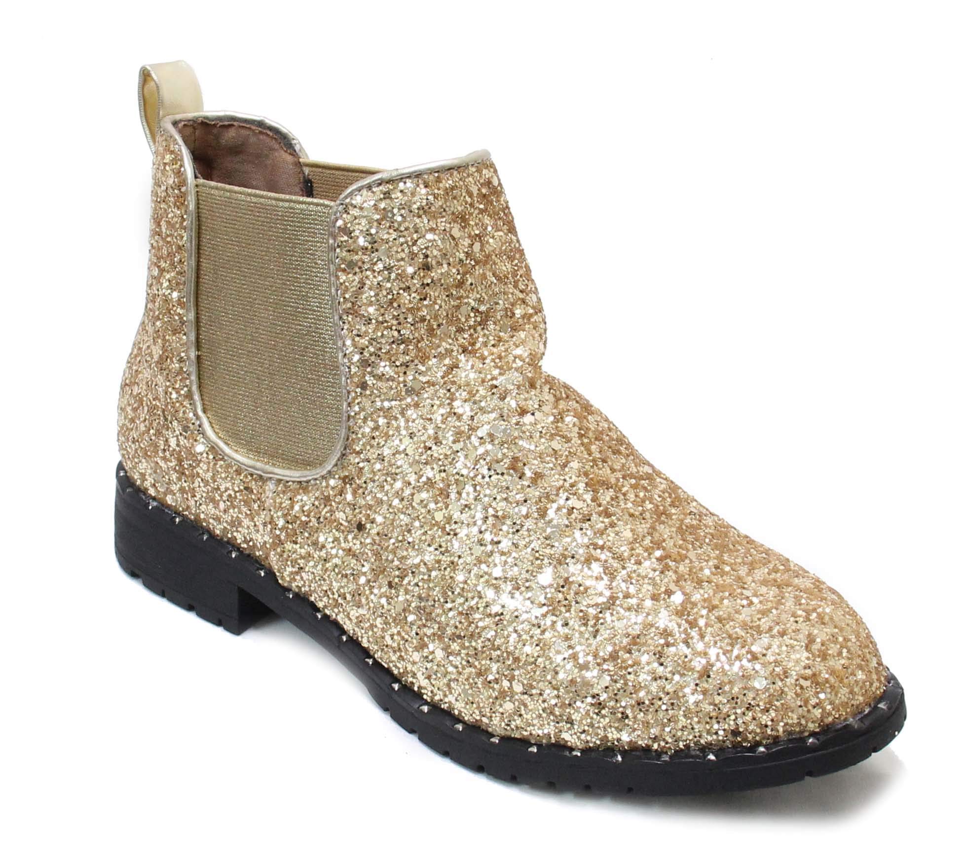 H2k Womens Ankle Boot Short Slip On Chelsea Fashion Glitter