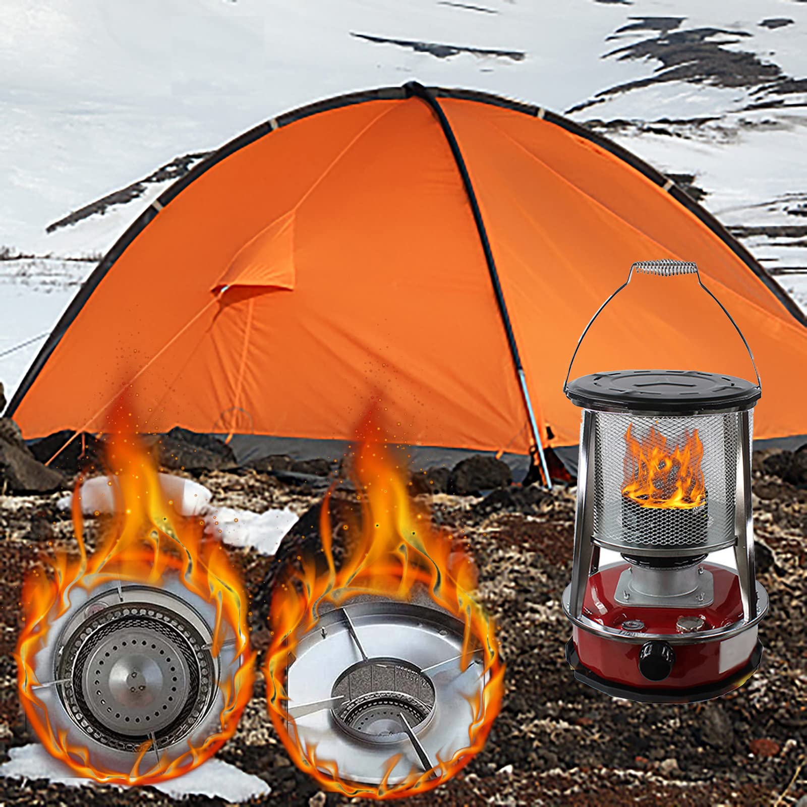 Calentador de queroseno para exteriores, calentadores de calefacción internos no eléctricos para interiores, potencia de fuego ajustable, estufa de calentador de queroseno portátil Emergencia de sup