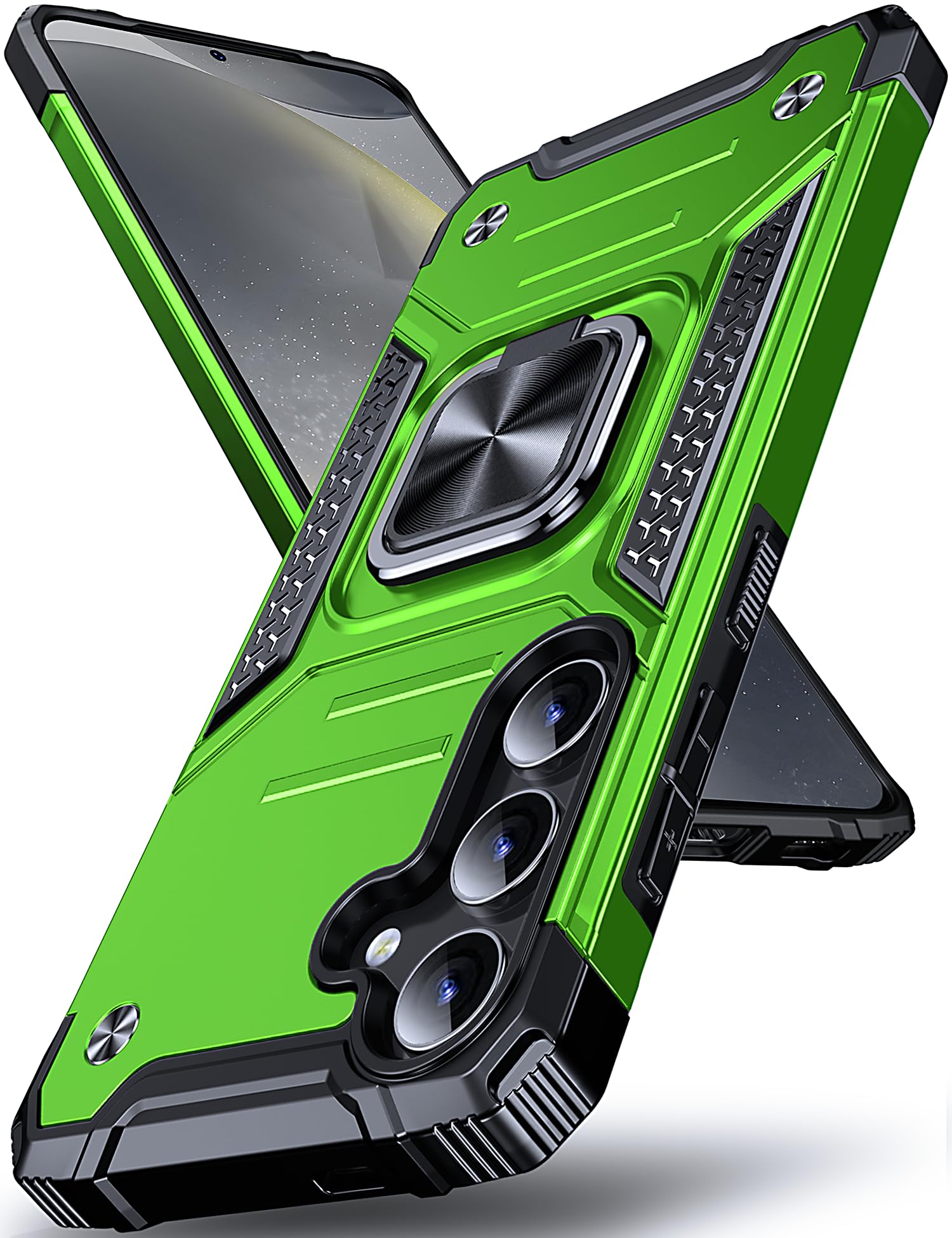 DASFOND Galaxy S24 Case, Military Grade Shockproof Protective Phone Case Cover with Enhanced Metal Ring Kickstand [Support Magnet Mount] Compatible