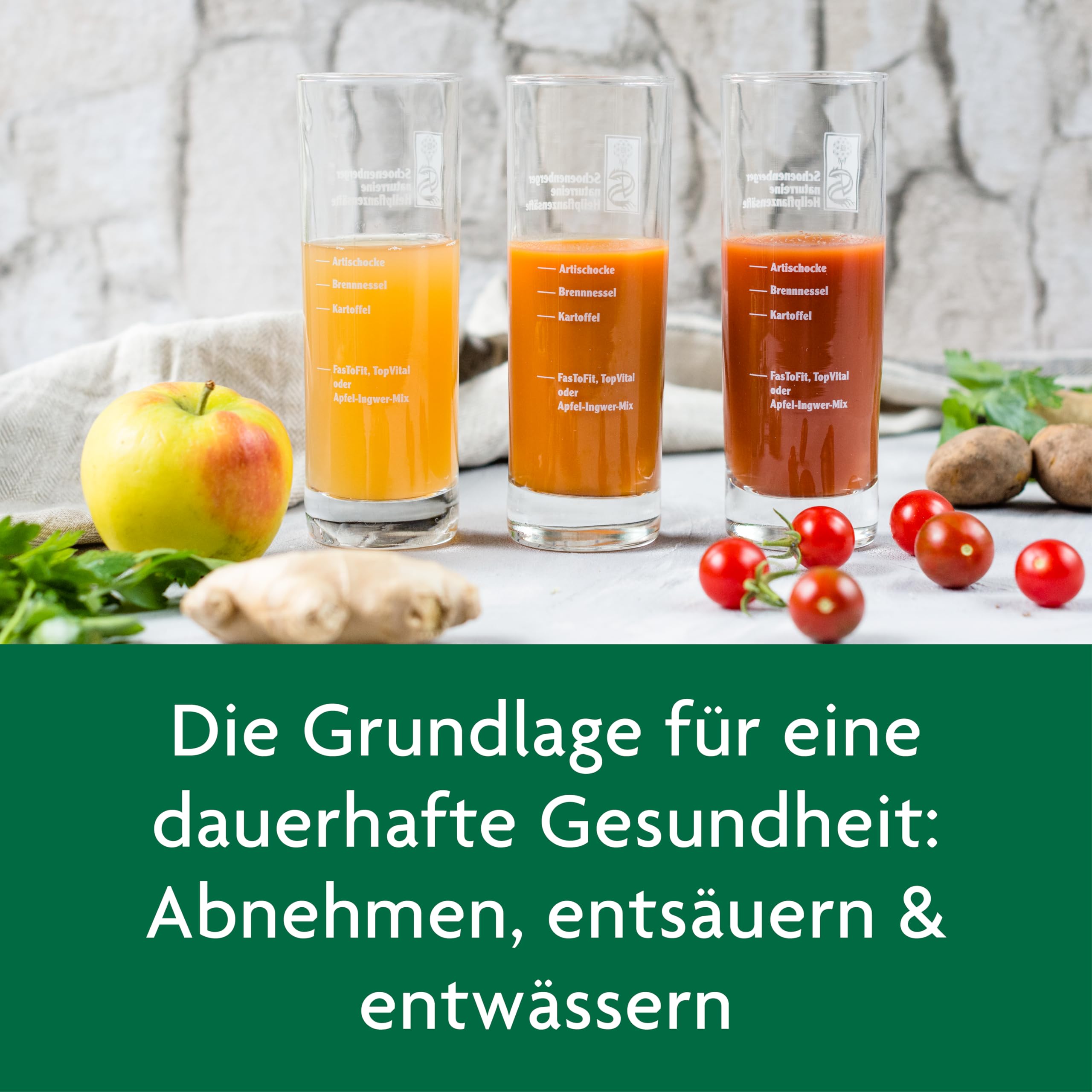Schoenenberger - Schlankheits-Kur "Würzige Tomate - Der Klassiker" - Set mit Tomaten-, Artischocken-, Brennnessel- & Kartoffelsaft - gesundes Ernährungskonzept zum Abnehmen - Saftkur für 10 Tage - bio