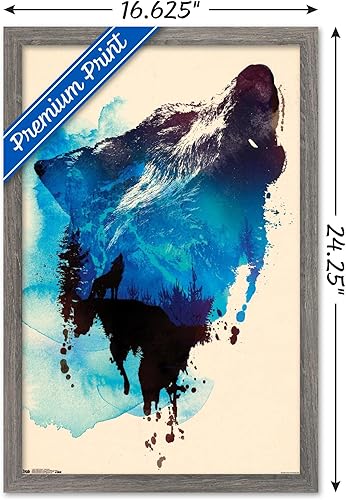 Miniatura 3 de Trends International Robert Farkas - Póster de pared de pintura de lobo, 22.375 x 34 pulgadas, paquete de póster y montaje