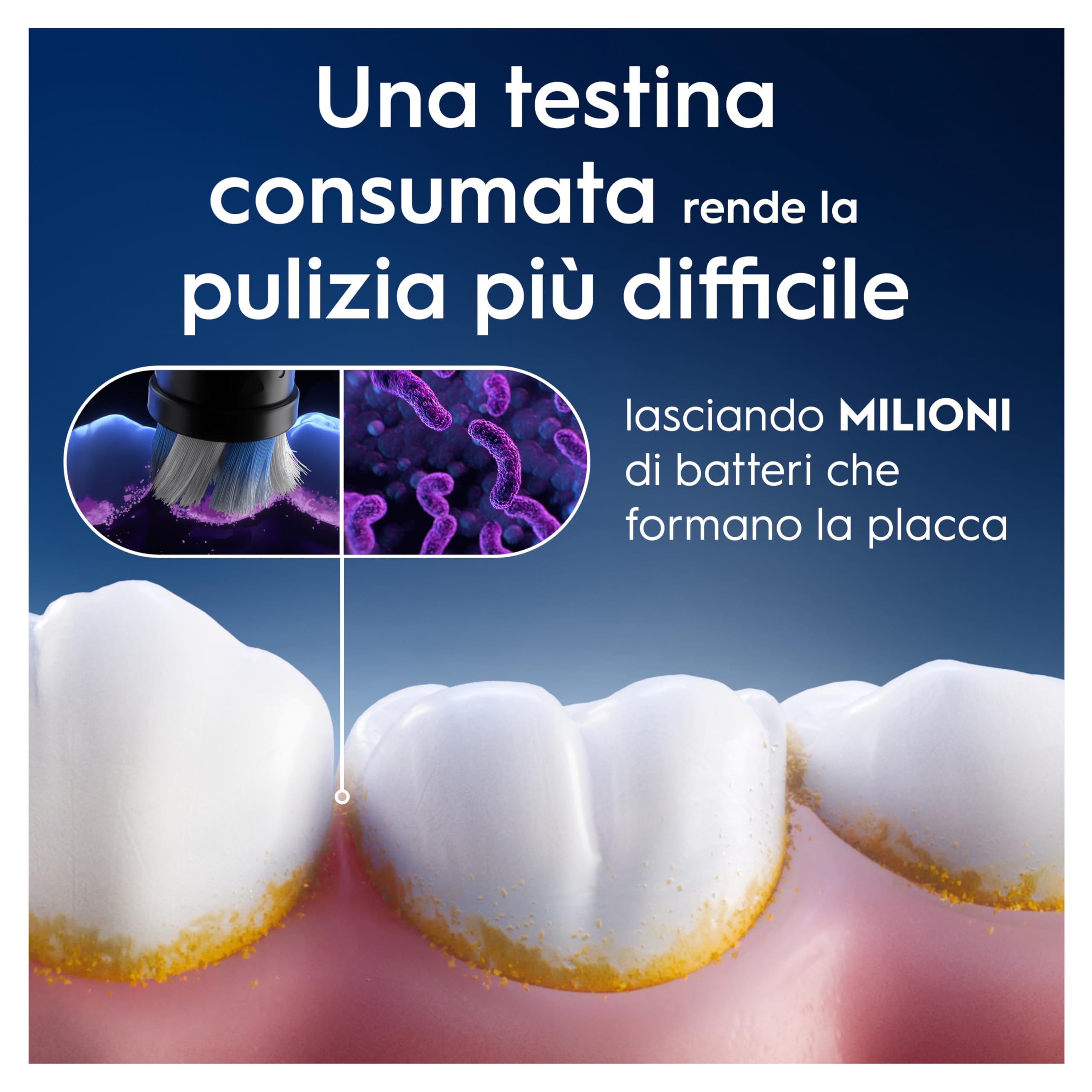 Oral-B Testine di Ricambio iO Radiant White, Nere, 8 Ricambi - 8 Testine di Ricambio per Spazzolino Elettrico, Rotonde Originali, Setole Angolate e Setole Lucidanti, Pulizia Denti