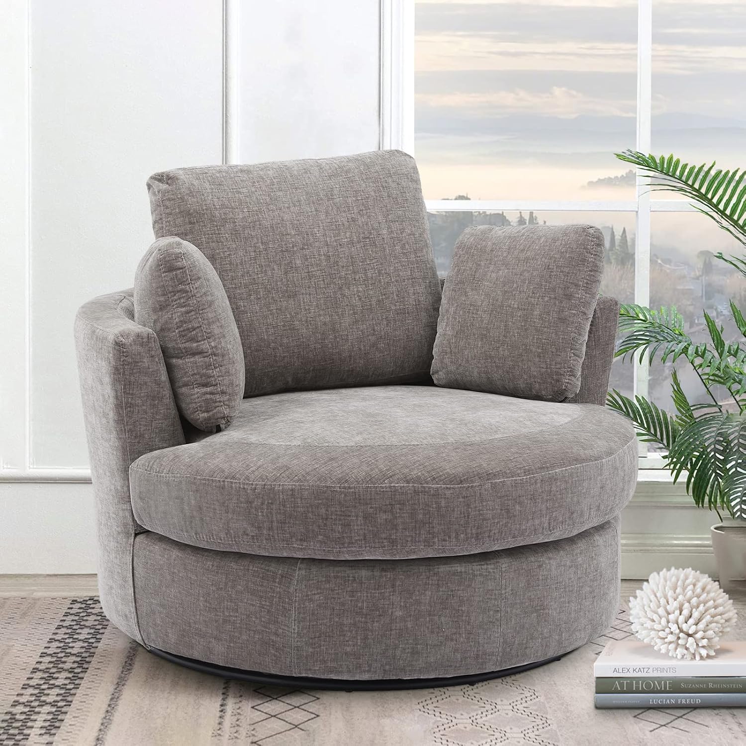 Oversized Swivel Chair for Living Room, 40'' W Big Comfy