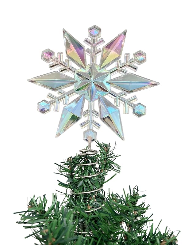 PEPPERLONELY Miniature Iridescent Snowflake Mini Tree Topper Christmas Decorations, 5.5" Wx9 L by PEPPERLONELY - Used condition - US$7.81