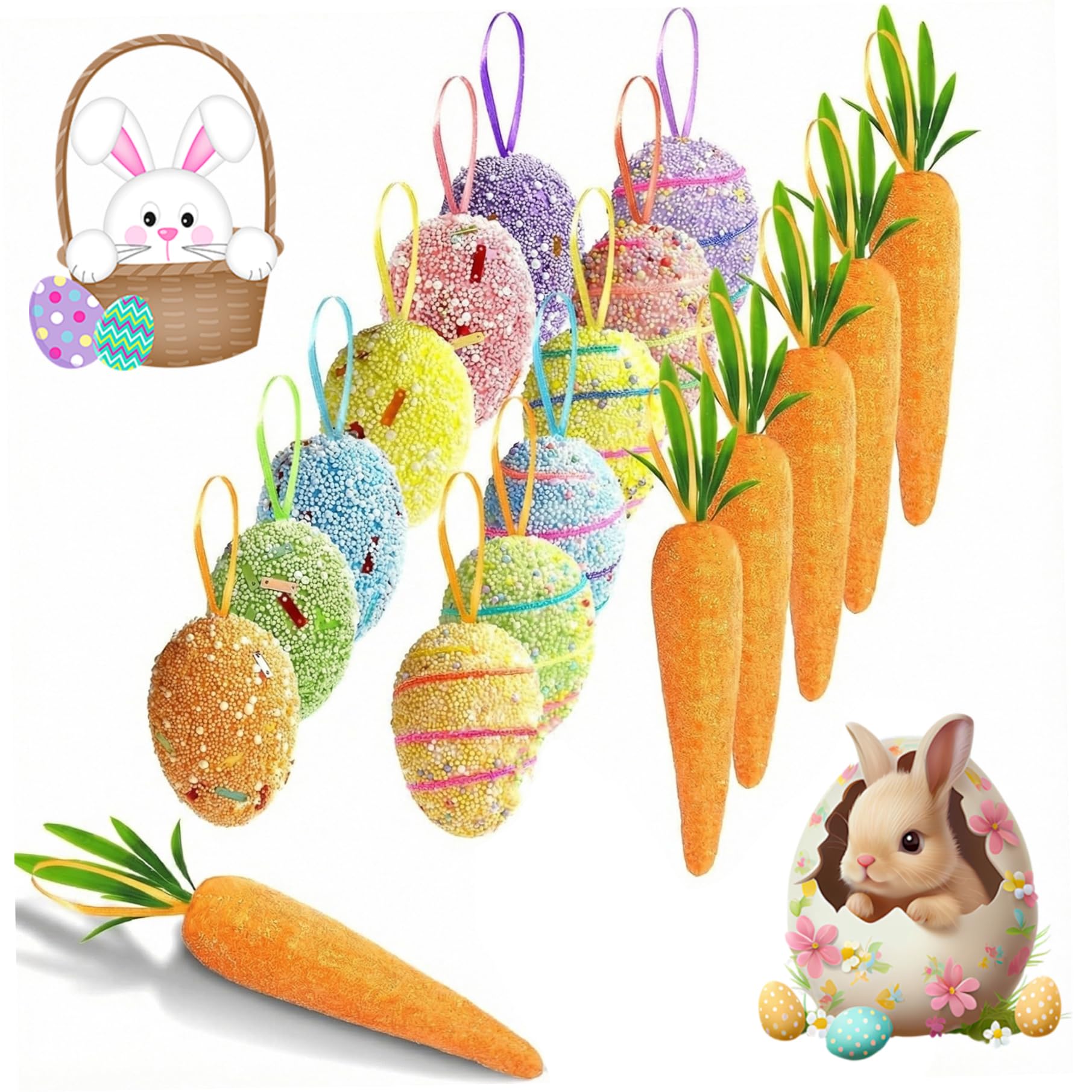 Œufs de Pâques en mousse pour une décoration de fête printanière à la maison