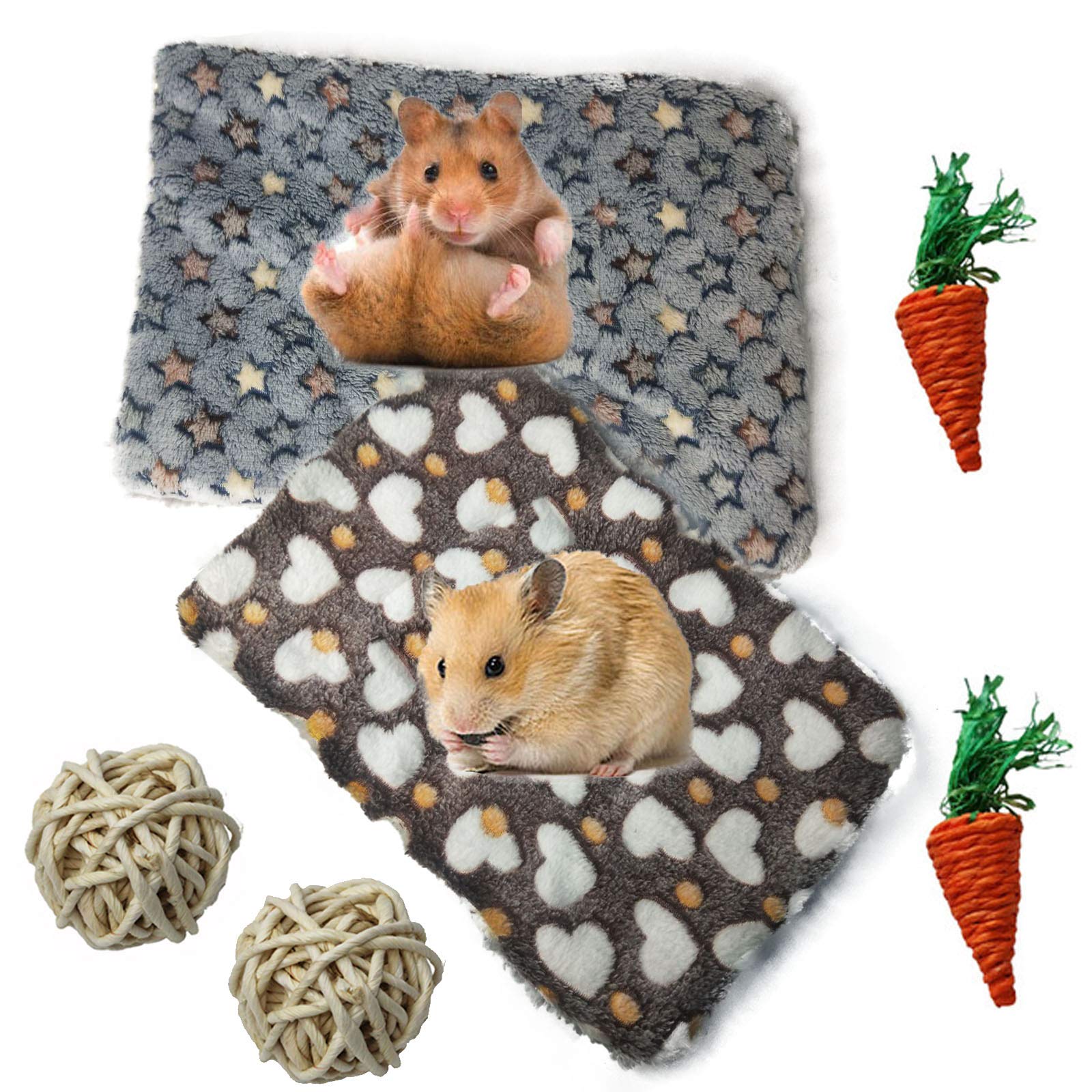 kathson 2 Pcs Rabbit Bed Mat Guinea Pig Warm Bed Small Animal Plush Bed Winter Thick Fleece Sleep Pad for Bunny Hamster Squirrel Chinchilla Ferrets Hedgehog