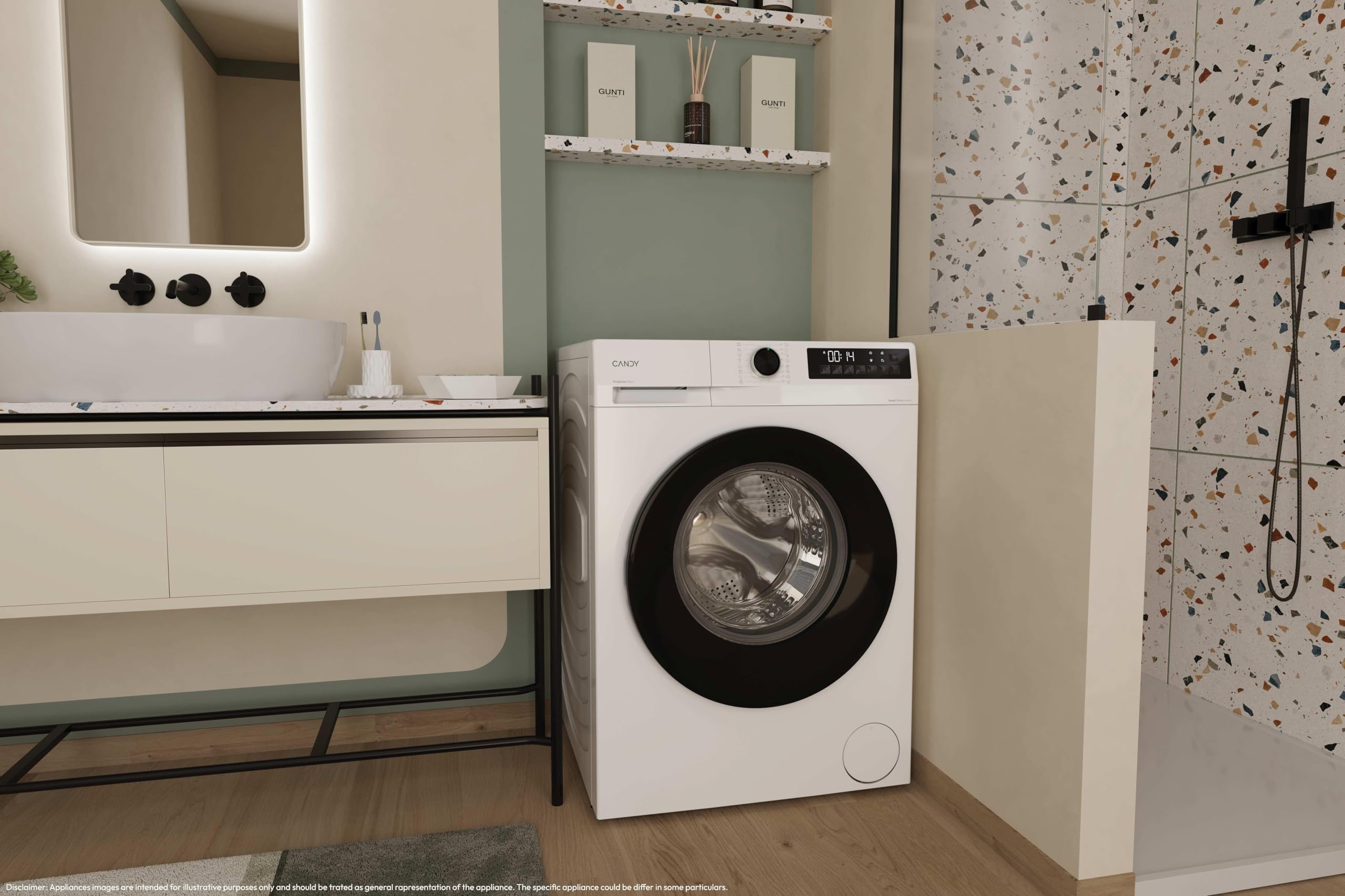 Candy ProWash 300 Lavatrice Slim a Carica Frontale, 7 kg, 1200 Giri, Motore Inverter, Classe A -15%, Smart LED Touch, Cicli Rapidi, 60 x 42,4 x 85 cm (LxPxA), Bianca - GD 27SB7-S