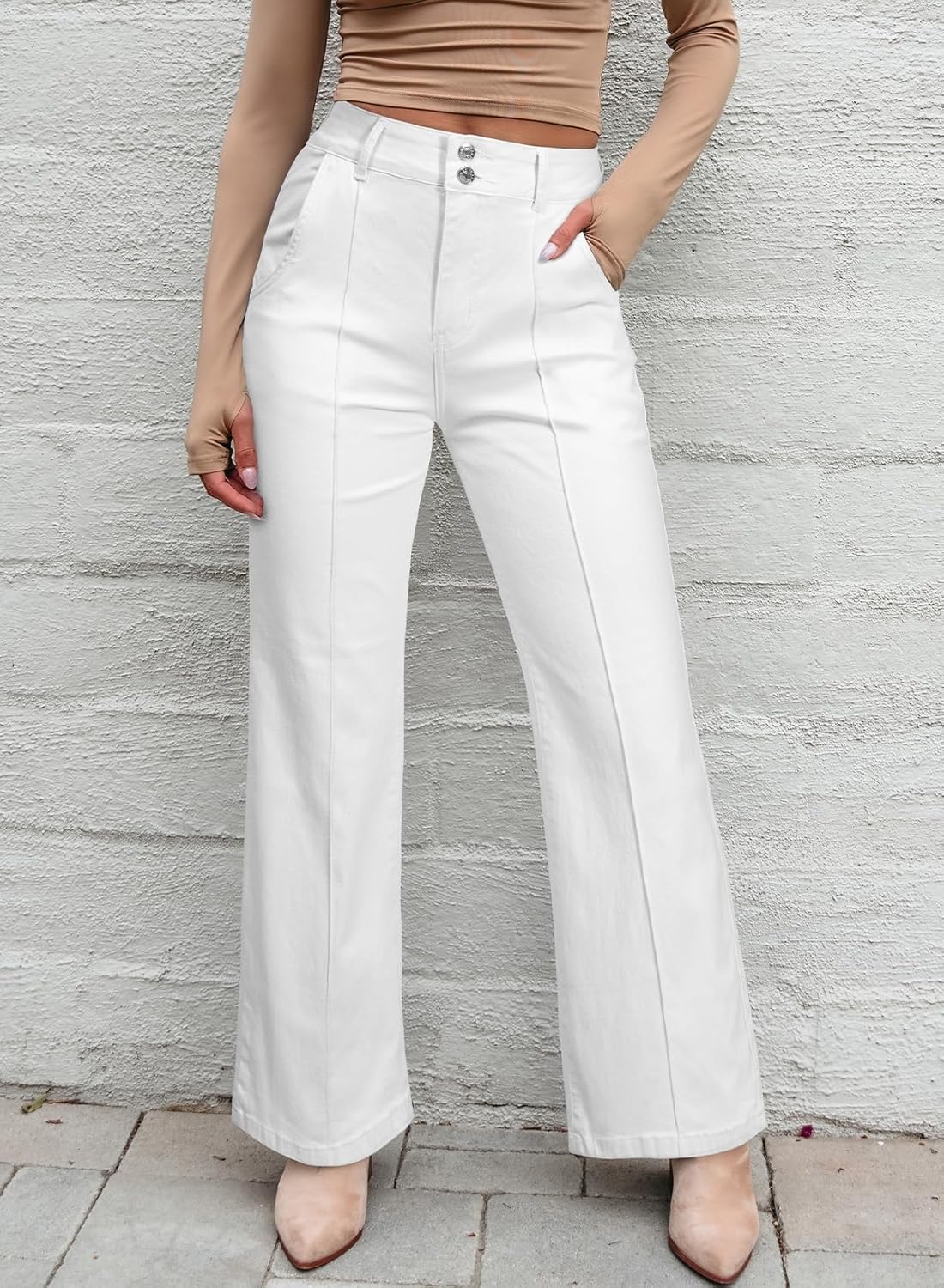 Sidefeel Womens Wide Leg Jeans Casual Baggy High Waisted Stretch Denim Pants - Image 3