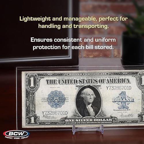 Miniatura 5 de BCW - Soporte para moneda de lujo - Soporte semirrígido para billetes grandes (dólares) - (Paquete de 50) - Suministros para recolección de monedas