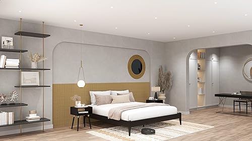 Miniatura 197 de Bme Dinkee - Base de cama de tamaño matrimonial sin cabecera, 15 pulgadas, minimalista y moderna, madera de acacia, 12 listones de madera para