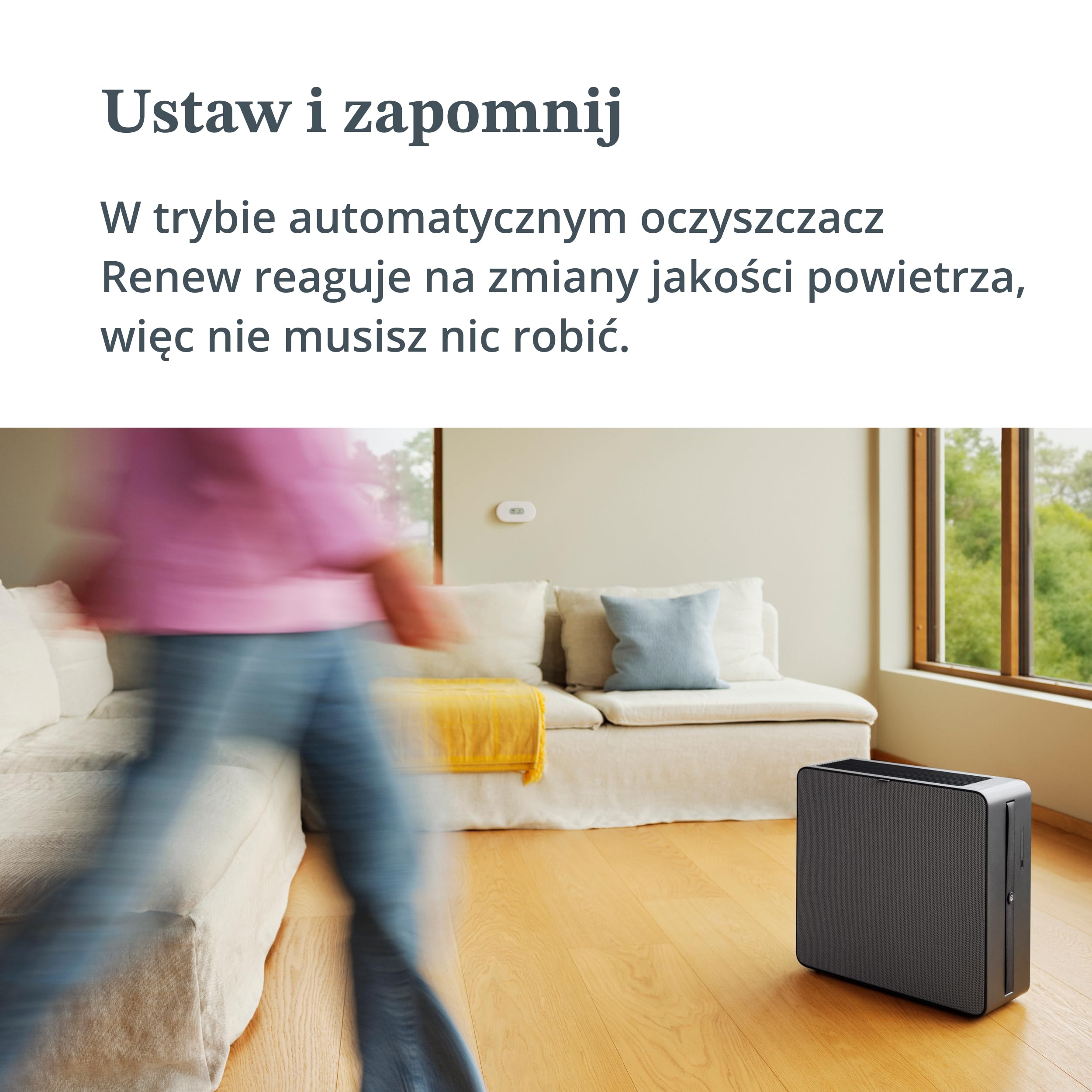 Airthings Renew - inteligentny oczyszczacz powietrza (do 49 m2) z filtrami HEPA-13 i węglowymi - z czujnikiem jakości powietrza i filtrami dla alergików, kurzu, sierści zwierząt, dymu...