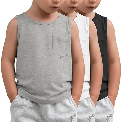 3 Pack Toddler Boys Tank Tops 18M-5T Sleeveless Summer Shirts