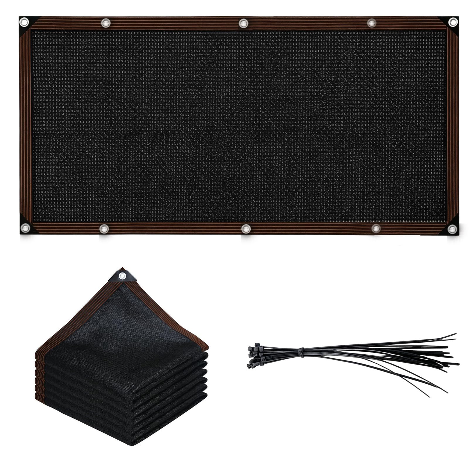 Garden Privacy Netting 2 x 4m, Privacy Fence Screening with 20 Ties,Fence Screening Over 90% HDPE Outdoor Shading Net UV Block Tear Resistant for Balcony Pool Privacy Barrier Garden Coffee, Brown