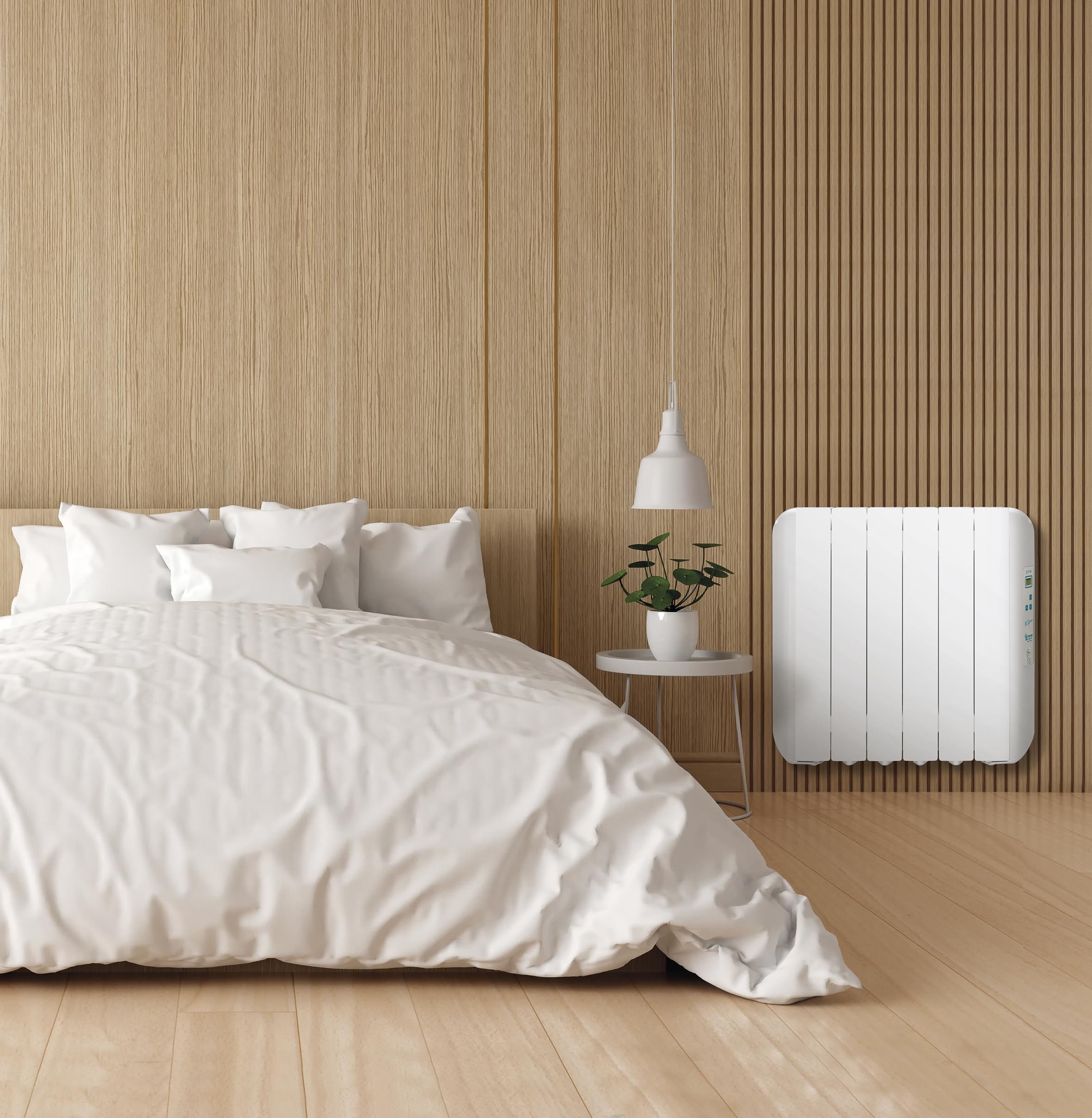 farho Riscaldamento Elettrico a Basso Consumo Eco Green 550 Watts (5) · Termosifone Elettrico con Cronotermostato Digitale 24/7 · per soggiorni a 9 m² · 10 Anni Garanzia