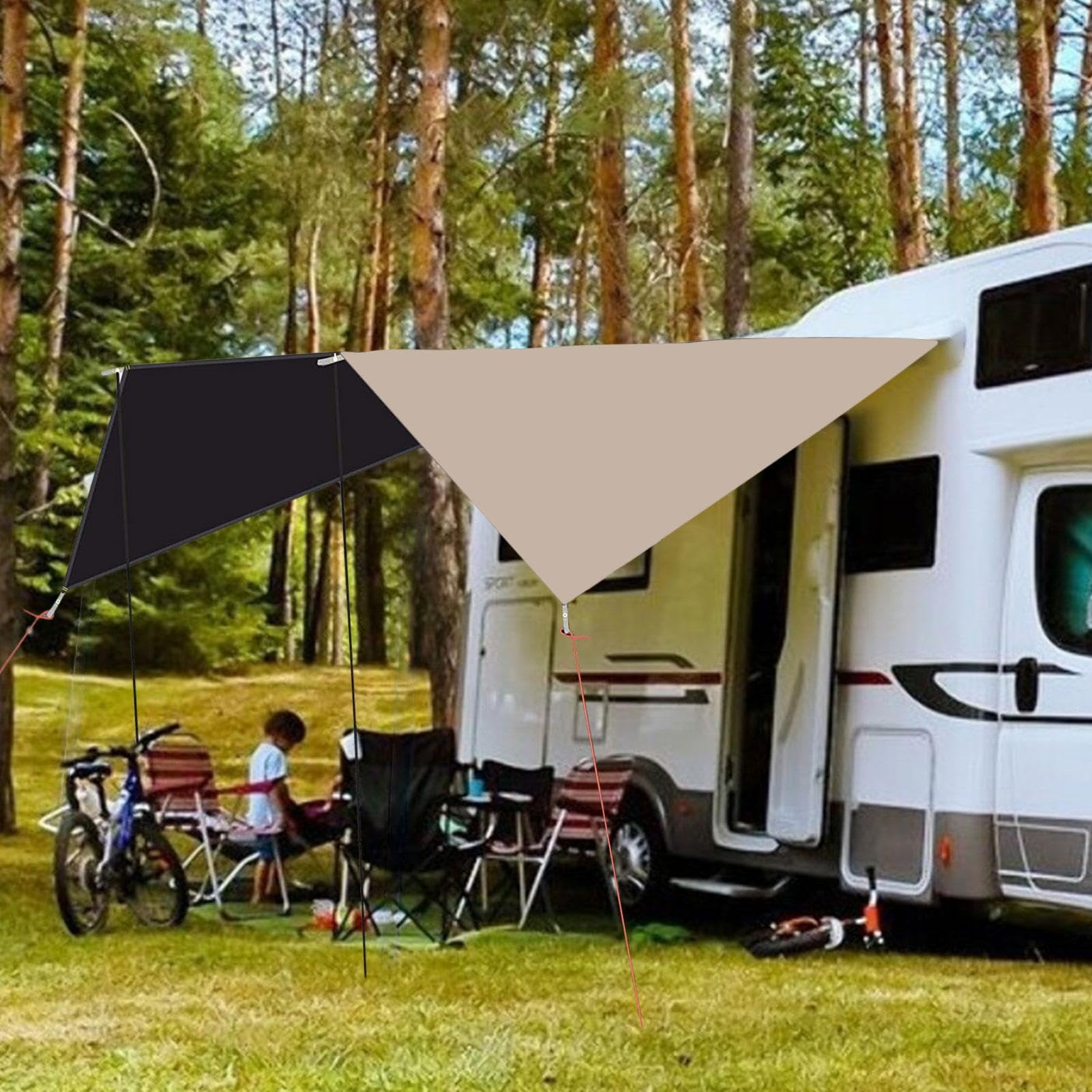 Tendalino Auto impermeabile 2,7 x 3,4 m | Tettuccio auto antivento e protezione UV Per Parcheggio All'Aperto Veicoli Camper SUV Camion Lato Posteriore