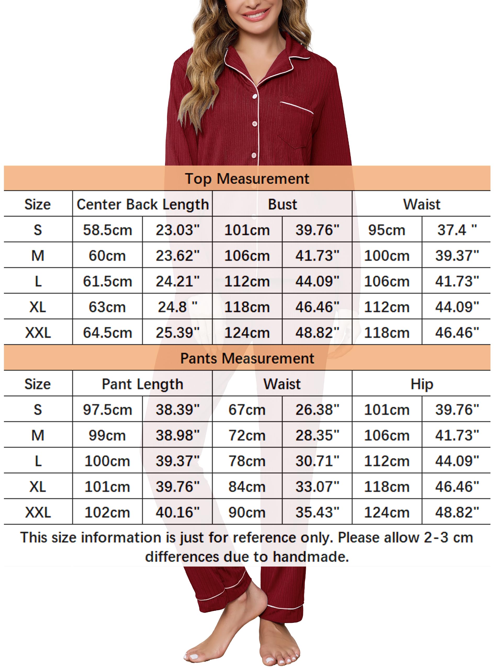 Wikoan Pigiama da Donna Set Pigiama Invernale Pigiama a Righe Maniche Lunghe e Pantaloni Lunghi S-XXL