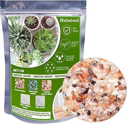 Halatool Guijarros de cristal de 1 libra, 0.27 a 0.79 pulgadas, guijarros naturales para paisajismo, grava para acuario, piedra pulida decorativa