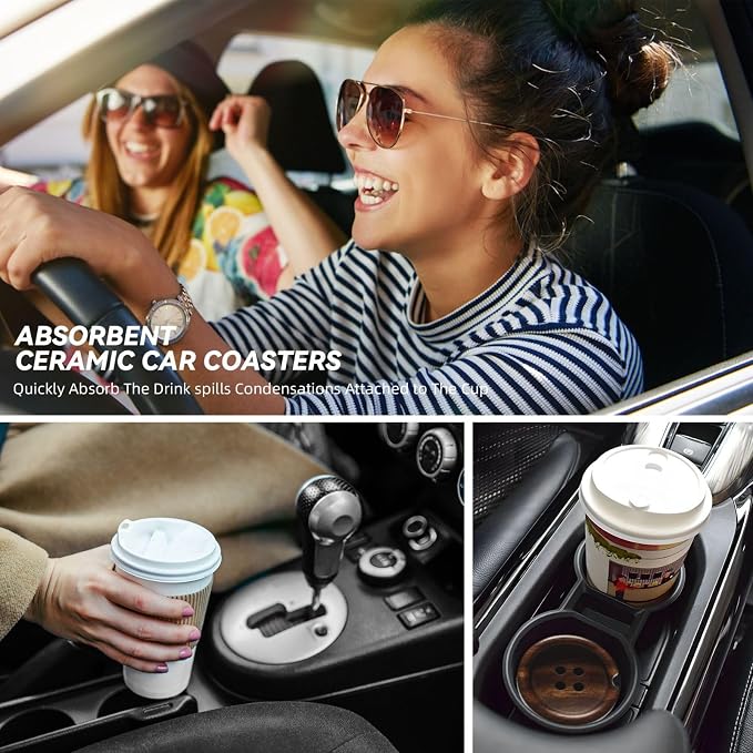 Portavasos para carro 2 unidades cerámica absorbente 2.56 in miniatura 7