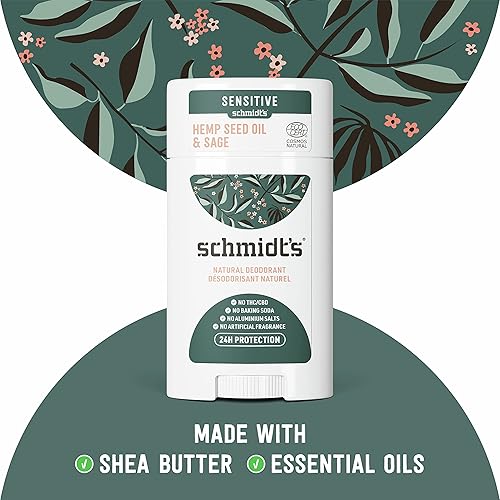 Miniatura 5 de Schmidt's Desodorante natural sin aluminio para mujeres y hombres, aceite de semilla de cáñamo y salvia para pieles sensibles con protección contra