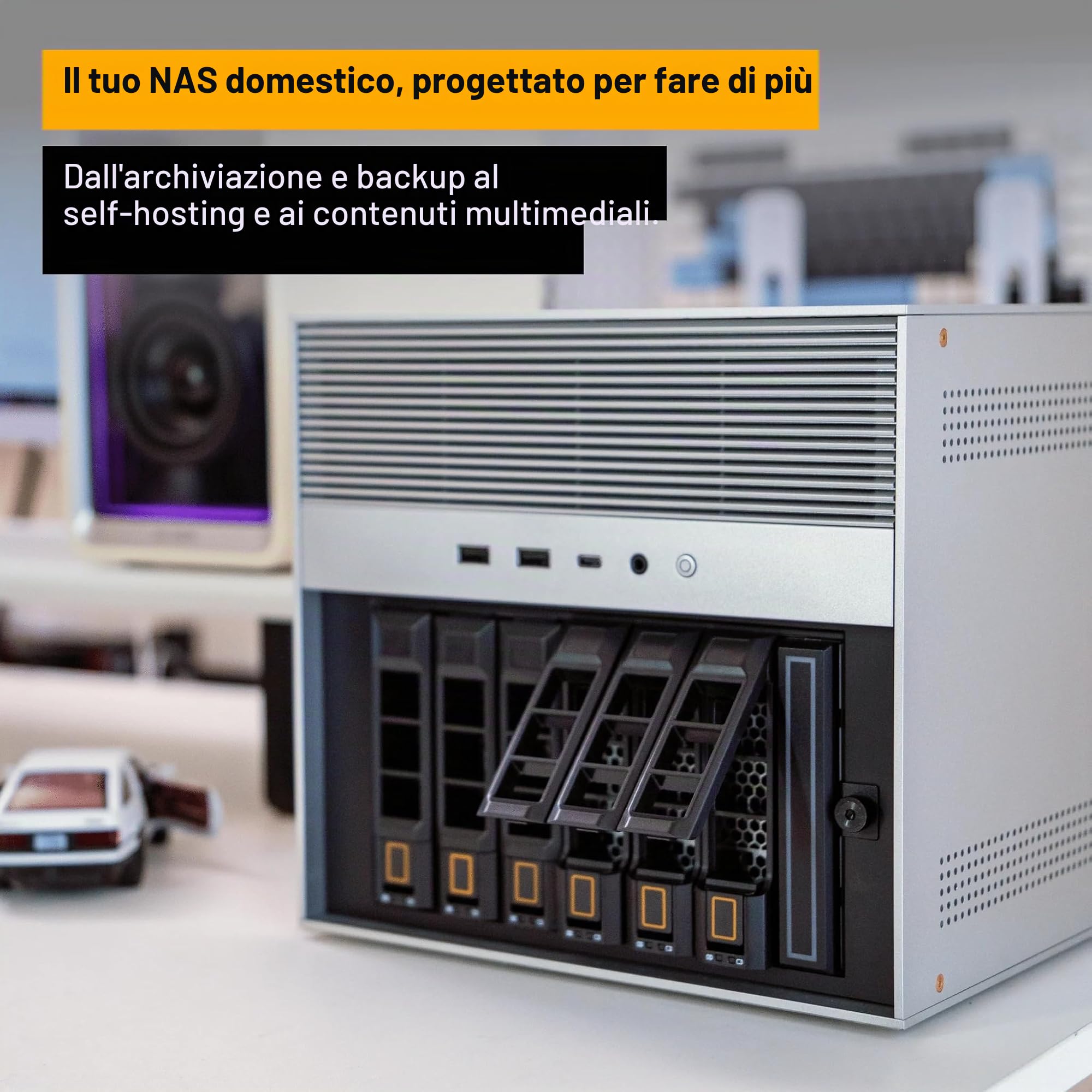 ZimaCube 2 NAS Server 6 Bay Intel i3-1215U per Cloud Personale e Backup | Dual Thunderbolt 4 & 2,5GbE e PCIe per Docker, Media Server, virtualizzazione e archiviazione privata