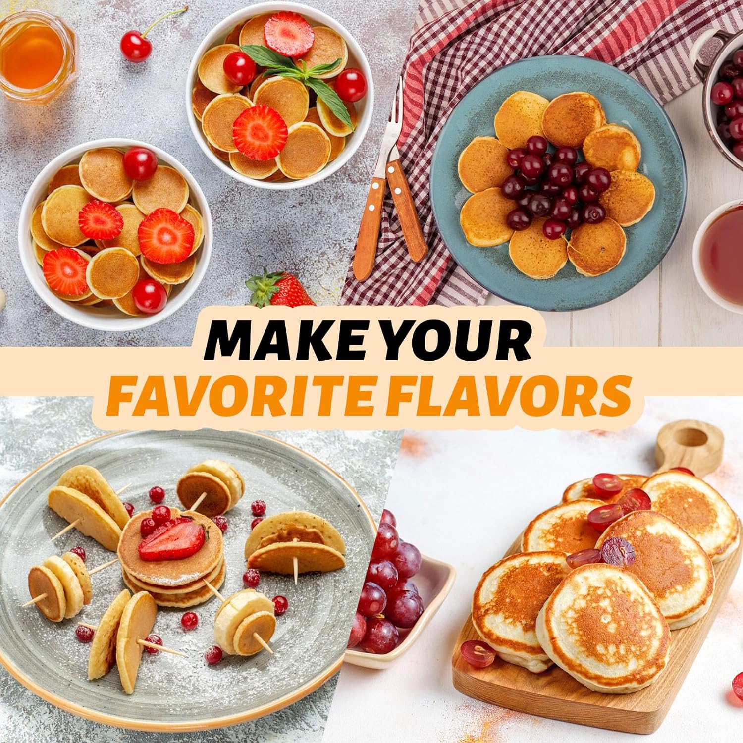 Pancake Maker, Mini Pancake Maker Machine Nonstick with Quick Heat-Up Make 8 pcs Pancakes, Electric Pancake Maker, Great for Breakfast, Snacks and Desserts