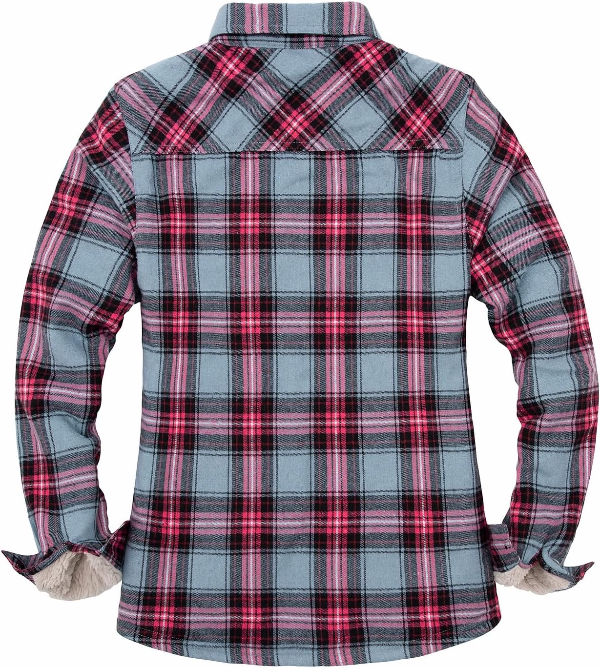 ThCreasa Womens Sherpa Lined Flannel Jacket with Hand Pockets, Plaid Button Down Fuzzy Shirt Jackets - Image 4