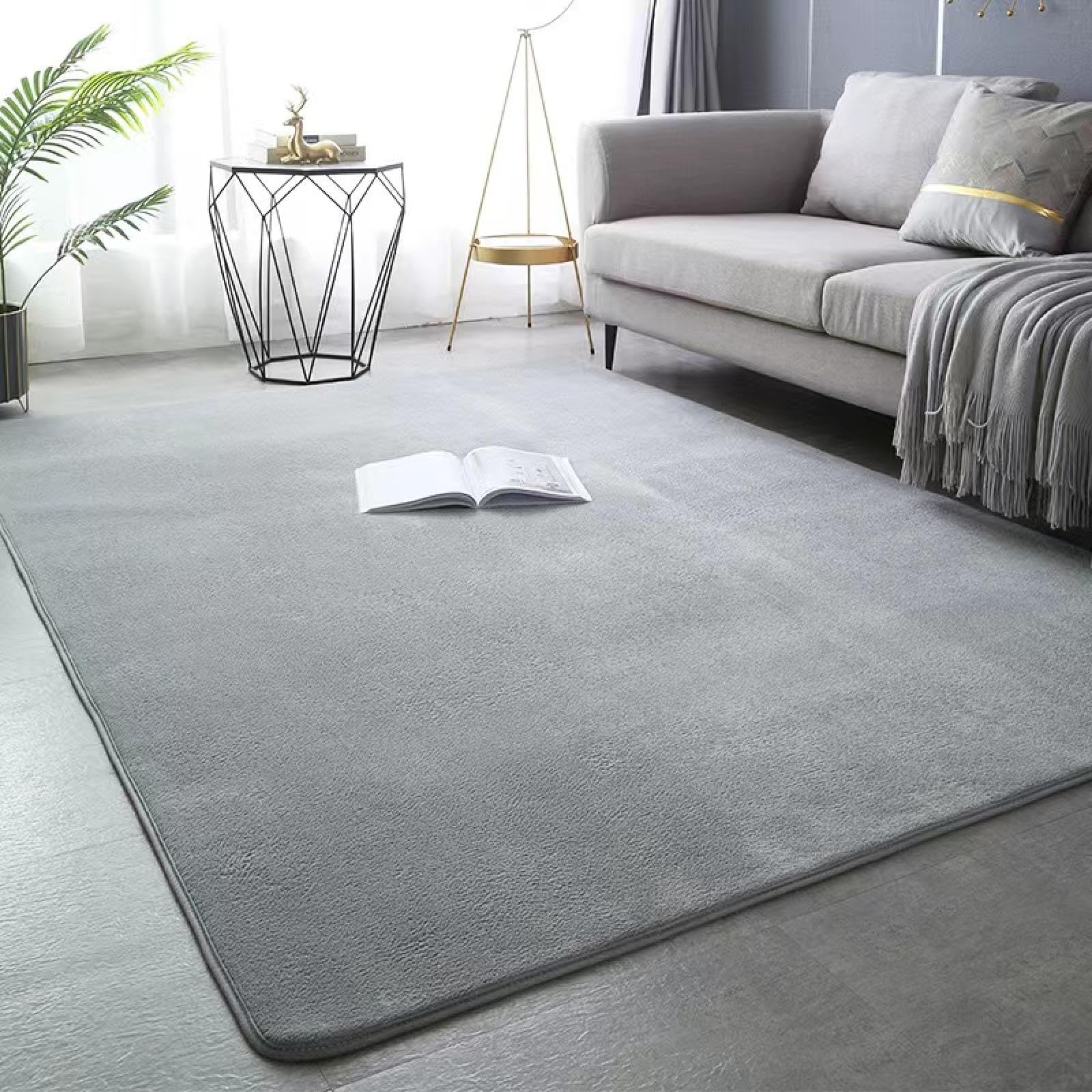Couverture de lit et tapis en velours corail uni doux gris clair 120x200 cm