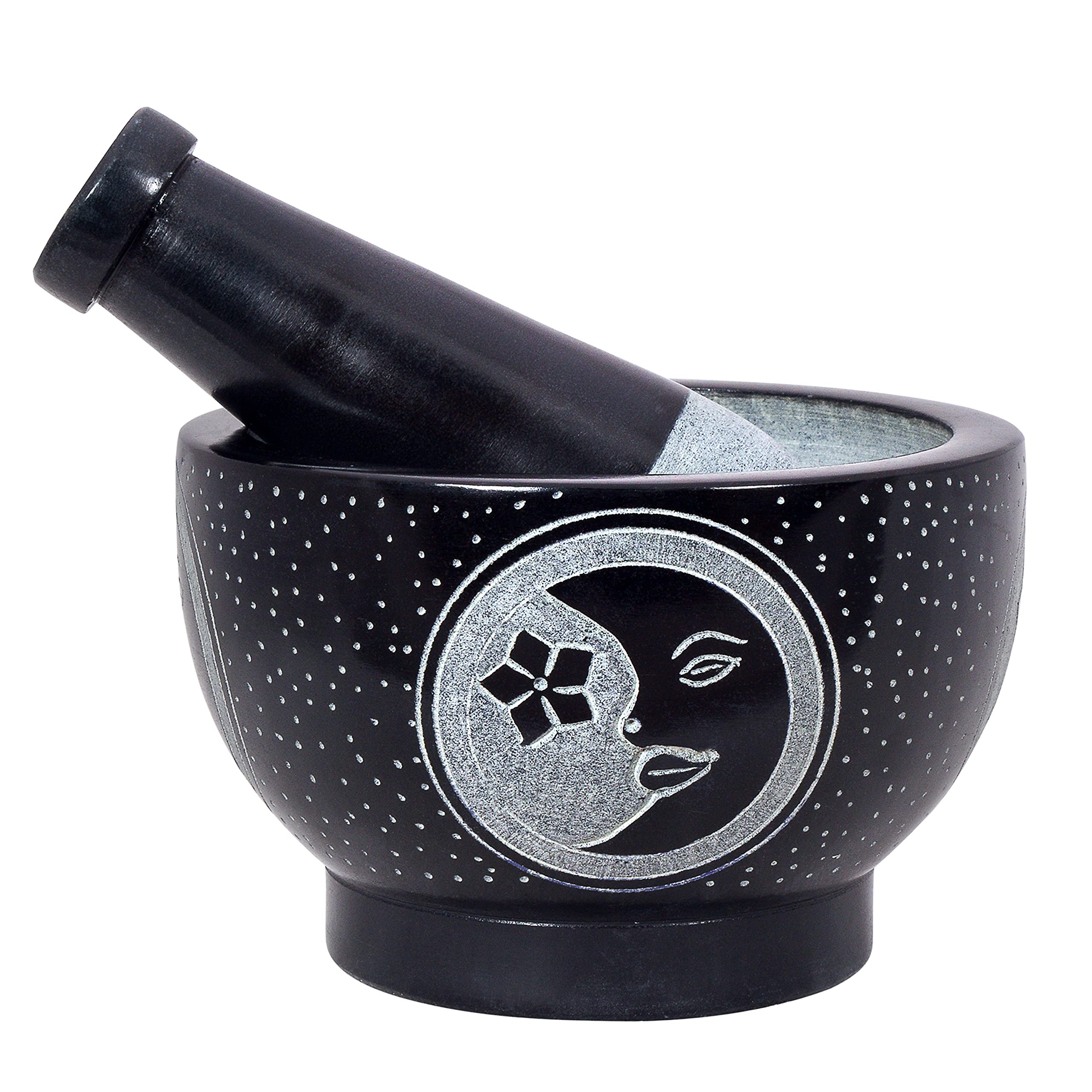 Divit Shilp Mortar and Pestle, Made of Heavy Duty Polished Hard Stone, Natural Stone Grinder for Spices Pastes, Herbs