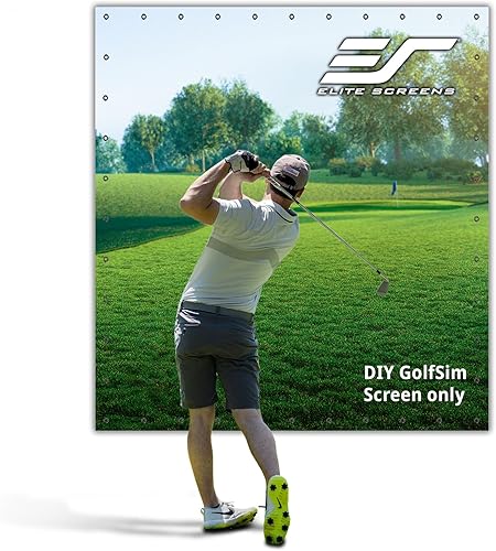 Elite Screens GolfSim - Pantalla de proyección de impacto para bricolaje, 10 x 10 pies, pantalla de simulación multideporte con ojales de metal.
