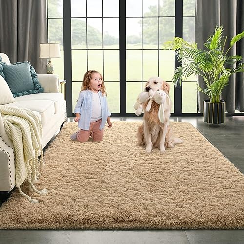 Miniatura 52 de Kimicole Alfombras de área grandes de 7 x 10 pies para sala de estar y dormitorio, alfombra suave y esponjosa, alfombras peludas antideslizantes