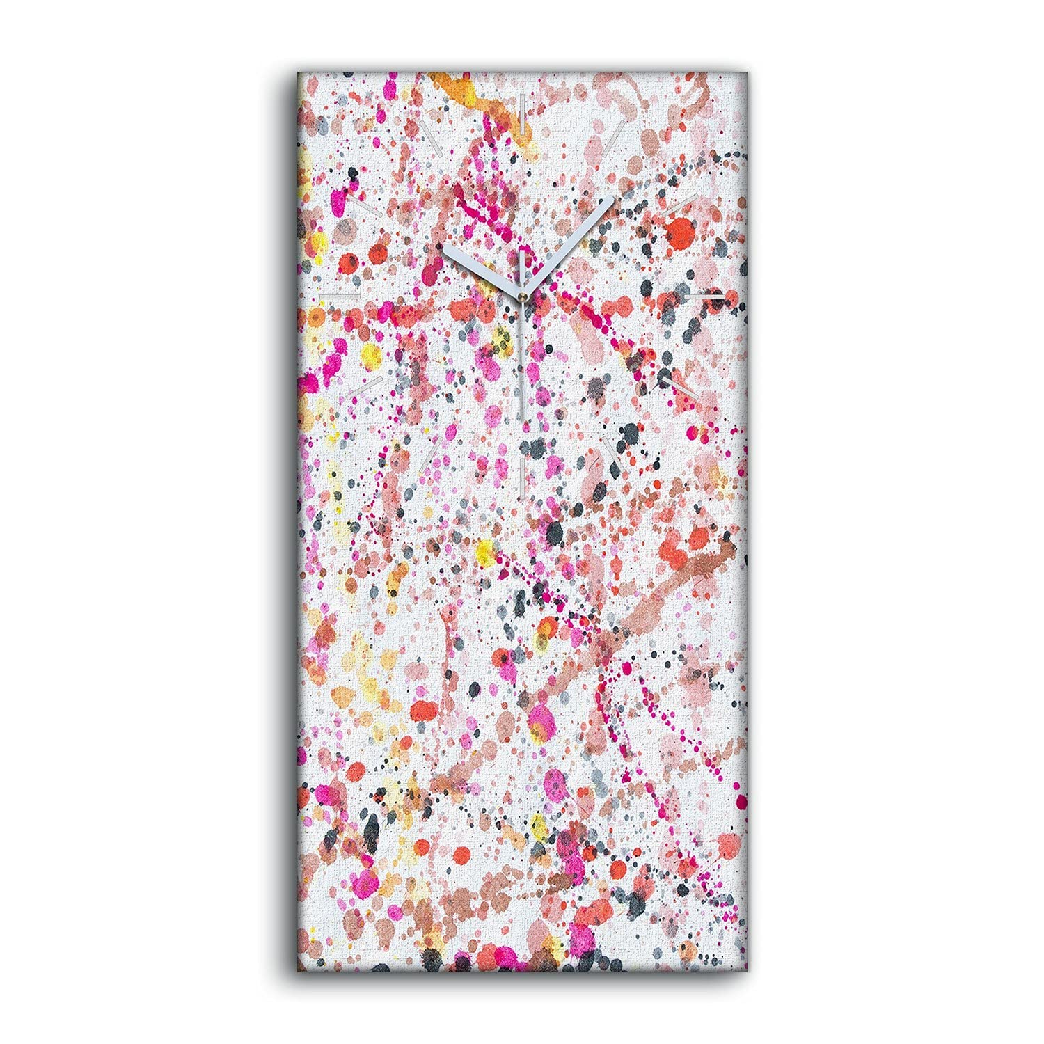 Horloge sur toile silencieuse 30x60cm sans tic-tac aquarelle