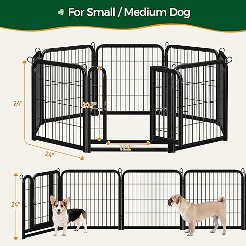 Vista 5 de Yaheetech - Corralito para perros, para uso en interiores y exteriores, valla de metal resistente para cachorros, corral de ejercicio para casa
