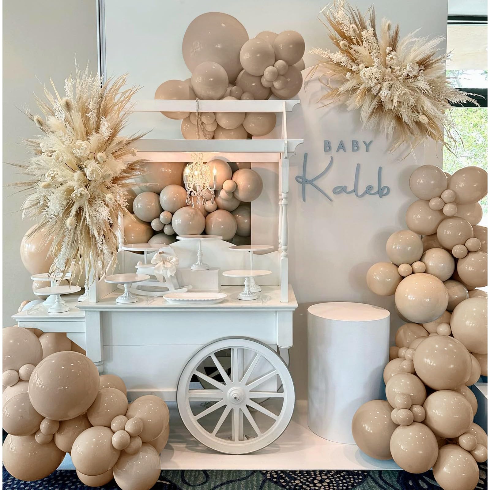 IHEPYQ Tan Balloons Double Stuffed Nude Brown Garland Apricot Different Sizes Neutral Balloon Arch Kit for Teddy Bear Baby Showers Woodland Jungle