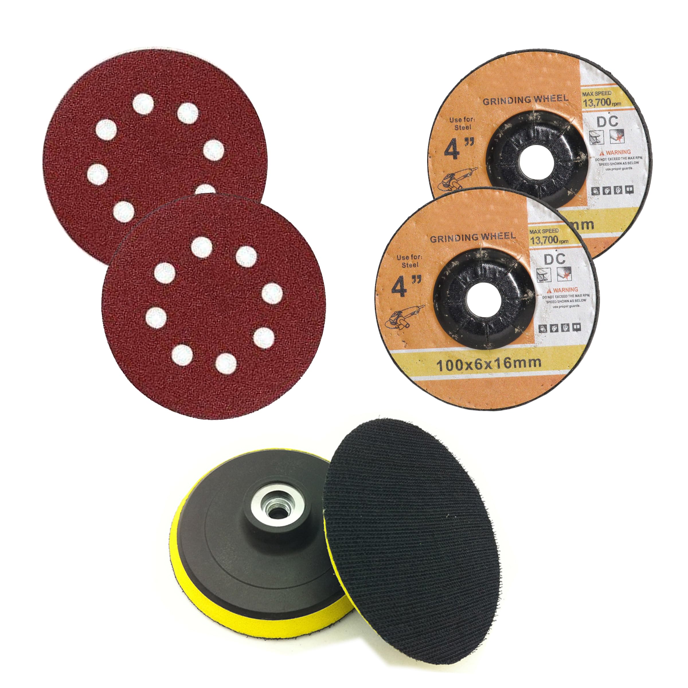 Digital Craft 4-Inch Grinding Wheel & Sandpaper Pad Set | 2 Grinding + 2 Sanding Discs | For Angle Grinder | Metal Grinding, Polishing & Surface Prep (Pack of 4)-image-13