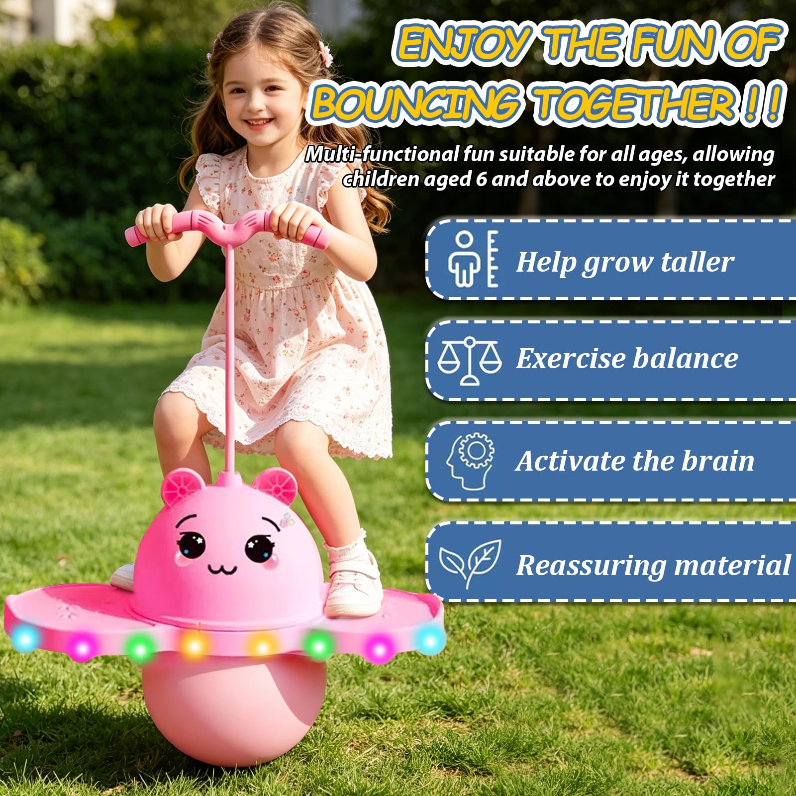 2026 Nuovo Può Illuminare Equilibrio Palla Per Bambini E Adulti, Pallina Gonzante Con Maniglia, Giocattolo All'aperto Giocattoli Sportivi Per Casa, Soggiorno, All'aperto E Al Coperto Portata 300 Kg