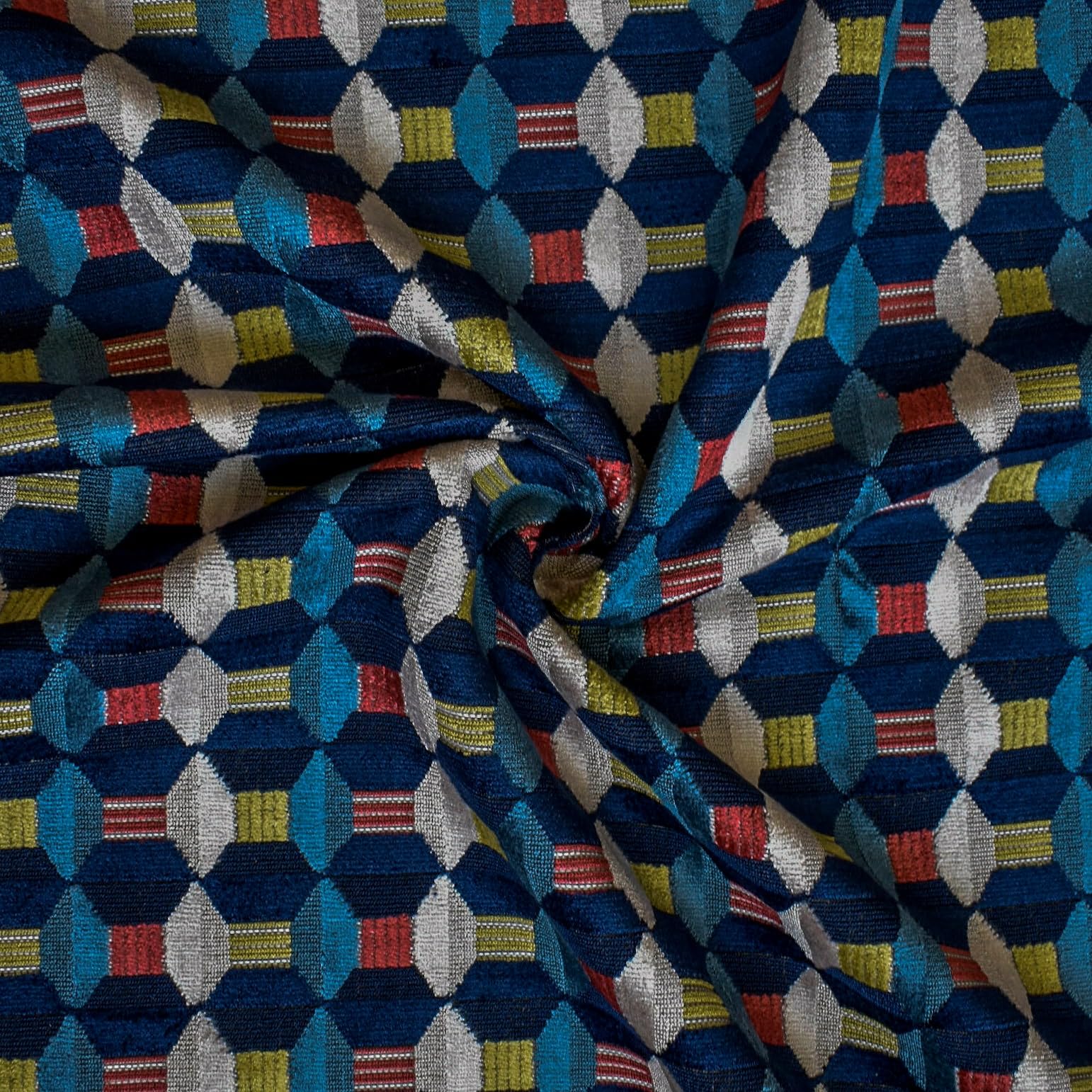 Tienda de tejidos directa Azul y rojo Terciopelo Jacquard Tela Por metro, 10 metros continuos 140 centímetros ancho Abstracto Azul Al por mayor Terciopelo Tapicería Tela para Cortinas