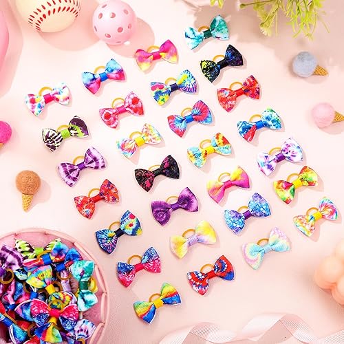 Miniatura 6 de 60 lazos para el pelo de cachorro, lazos pequeños con bandas de goma, accesorios hechos a mano, productos de aseo para mascotas, regalo de