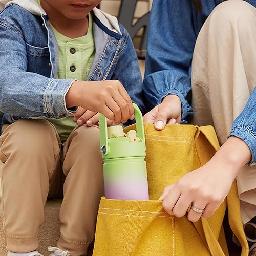 Miniatura 172 de ENCOOL Botella de agua aislada con popote, de acero inoxidable, a prueba de fugas, sin BPA, al vacío de doble pared que se mantiene fría durante 24