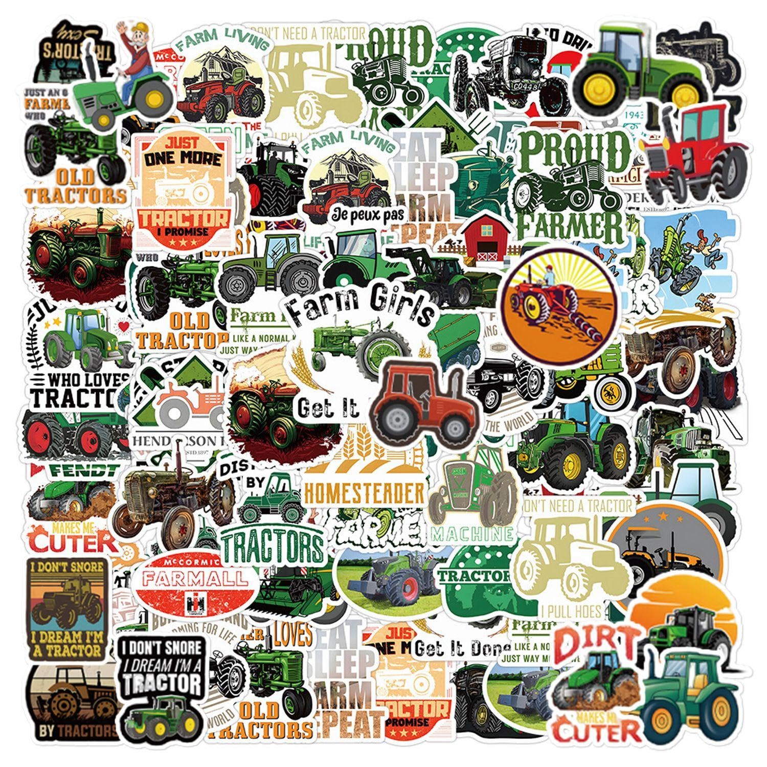 MEMOFYND 110 Tractor Stickers, Creative Cartoon Graffiti Stickers, Diy Notebook Skateboard Decorative Stickers, Funny Scrapbook Stickers, Children'S Stickers.