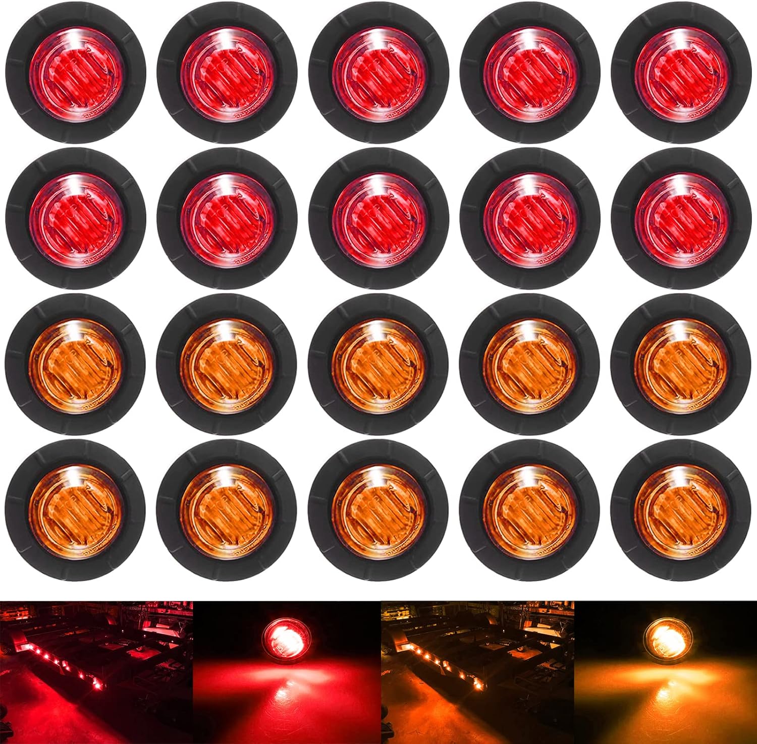 KEING 10 Pack Sealed Waterproof Mini Round 3/4 Inch White LED Marker lights Signal Light 12V for Trailer Truck Bus Pickup Van ATV RV Lorry Caravan, 5 Years Warranty