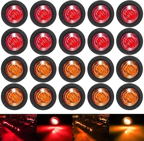 Vista 23 de KEING Paquete de 10 luces LED redondas de 3/4 pulgadas, color rojo, indicador, luz indicadora lateral para camión, remolque, caravana, cabina