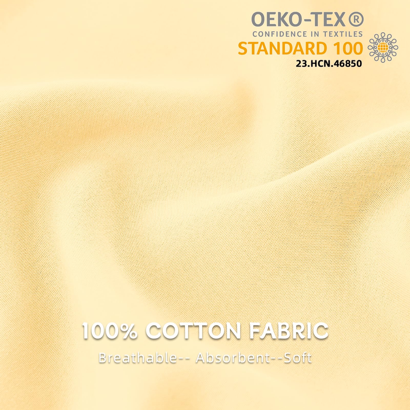 Set of 2 Cushion Covers, 100% Cotton, 50 x 80 cm, 2 Pieces, Super Soft Premium Jersey Pillowcase, Light Yellow - Image 2