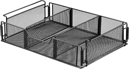 Organizador de cajones para debajo del escritorio, organizador de almacenamiento de acero al carbono, duradero, tipo para colgar, 10 x 15 x 3