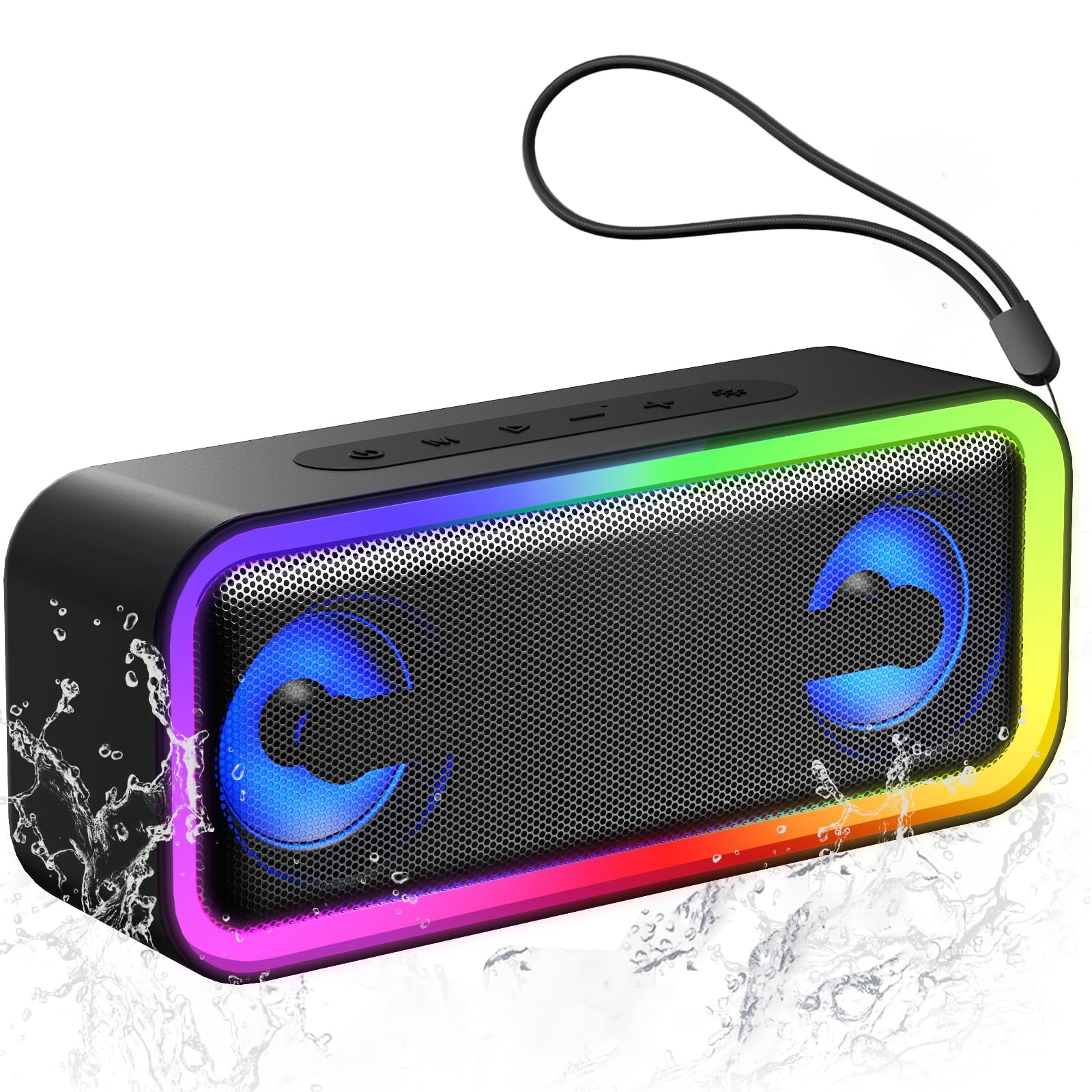 Altavoz Bluetooth Portátil Potente 40W, Altavoces Bluetooth 5.4 con Emparejamiento TWS,7 Cambios RGB, 30 H Reproducción, Impermeable IPX7, Speaker de Exterior para Viajes/Deportes/Fiestas/Ciclismo