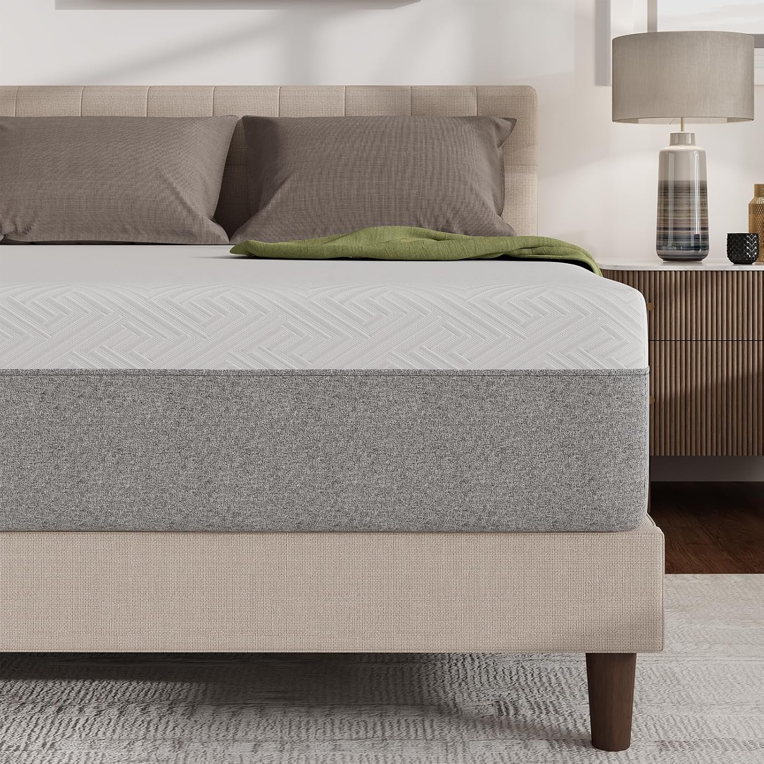 Novilla 12 Inch Twin XL Mattress, Gel Memory Foam Twin XL Mattress in a Box with Comfort Foam for Pressure Relief & Body Support & Cool Night Sleep, CertiPUR-US Certified Grey Twin XL 12 Inch