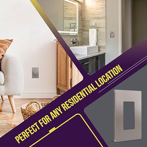 Miniatura 150 de ENERLITES SI8834-BK - Placa de pared decorativa sin tornillos, cubierta de enchufe segura, 4 entradas, 4.68 x 8.30 pulgadas (alto x largo), Negro