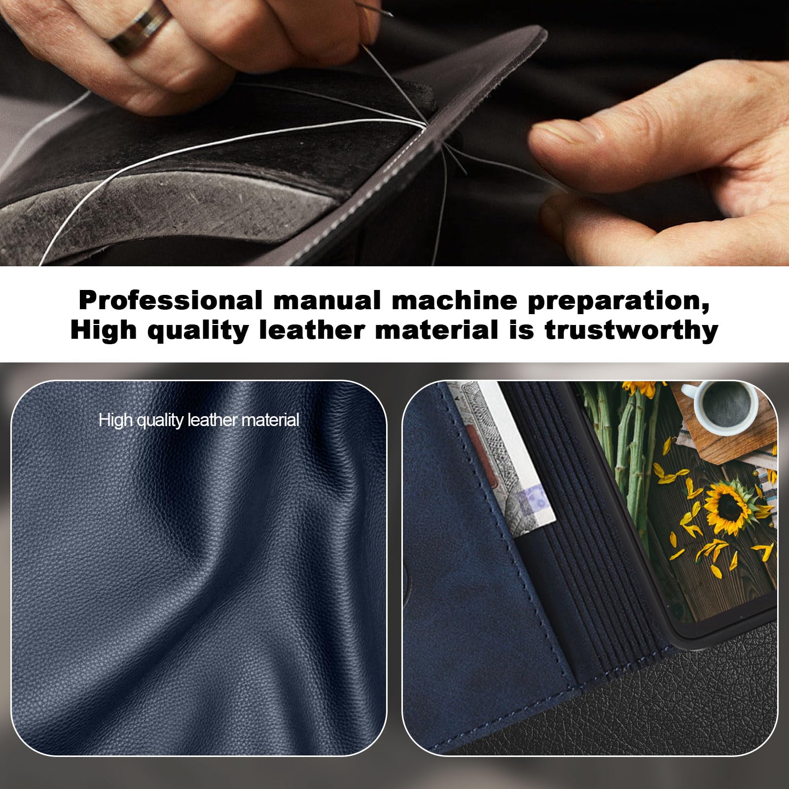 ZYMOU Cover per Samsung Galaxy S23 5G, Custodia a Premium Pelle PU Portafoglio Flip Libro Libretto Caso [Protezione Completa] [Slot per Scheda] [Funzione di Supporto], Blu