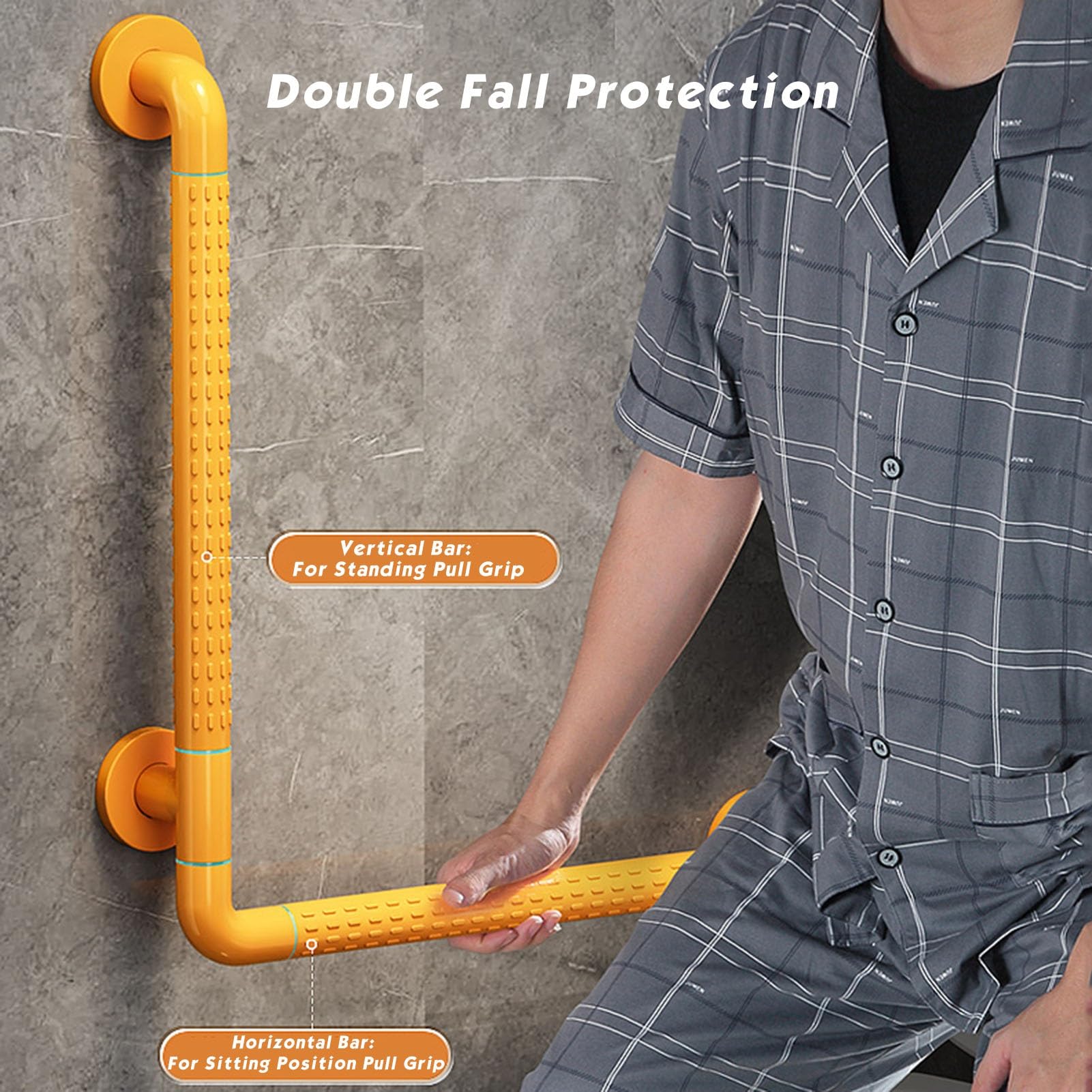 Barra De Apoyo for Baño, Barra De Apoyo for Baño En Forma De L, Barra De Apoyo De Seguridad, Instalación De Tornillos De Seguridad, Adecuada for Inodoros Y Duchas(White,68cm)