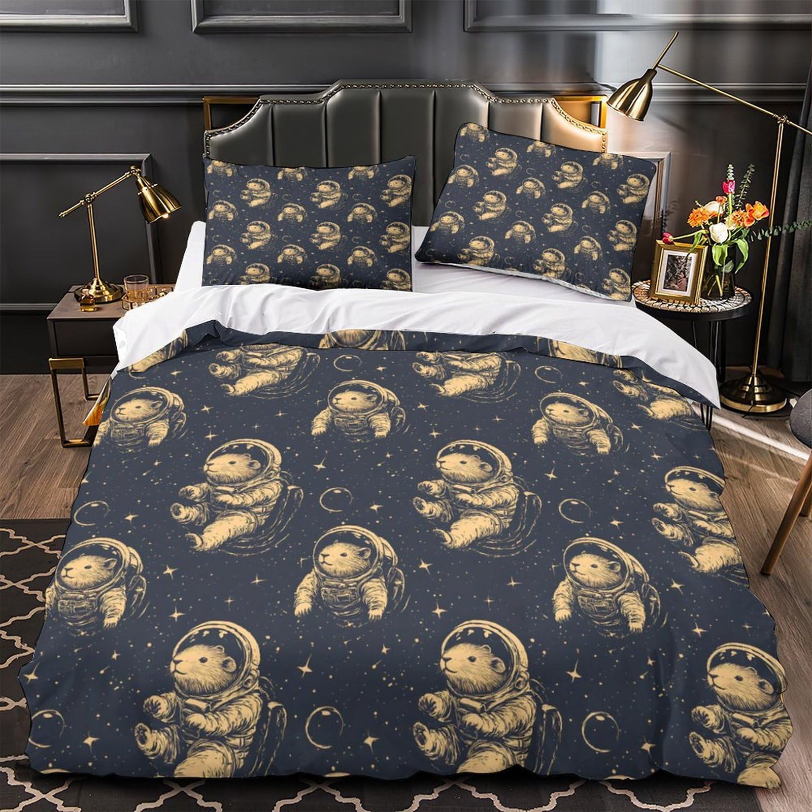Castor de l'espace parure de lit douillette housse de couette pour couple et single